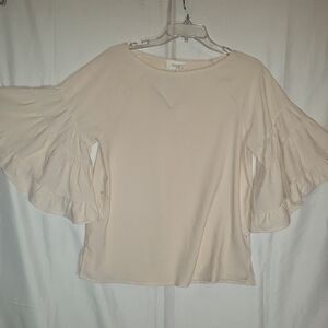 Oddi Women's Cream Ruffle Sleeve Top